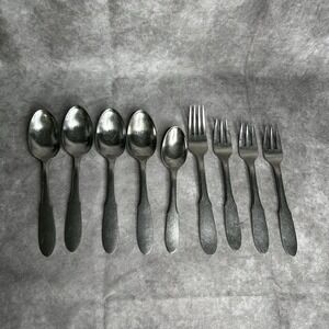 Georg Jensen Mitra Stainless Steel Flatware 4 Forks 5 Spoons Dinner Dessert Vtg